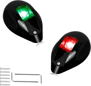 HERCOO Boat Navigation Lights LED Bow Lights for Boats, IP67 Waterproof Red and Green Marine Navigation Lights for Bow & Stern，Ideal for Pontoon, Yacht, Power Boat - Black