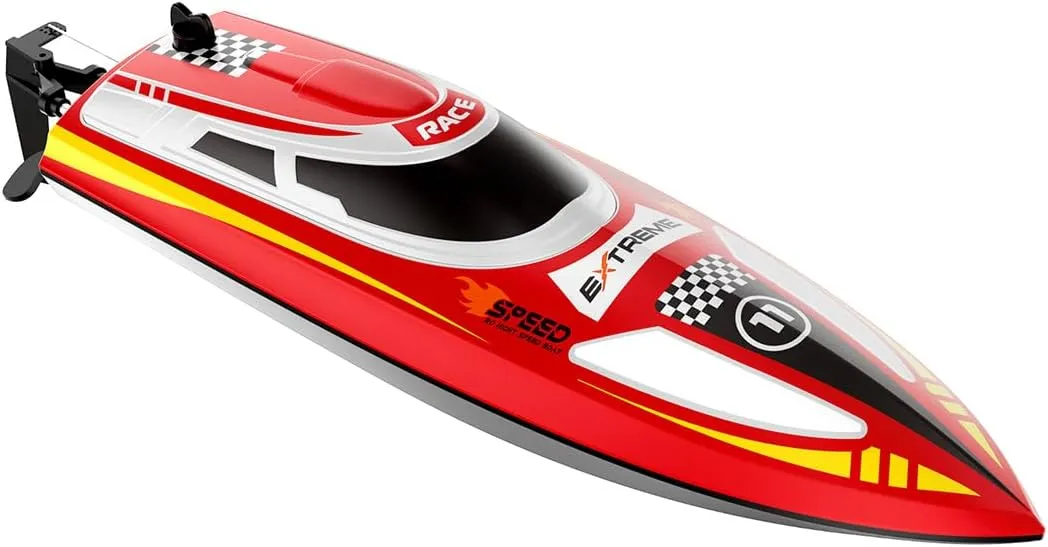 High Speed RC Boat for Adults, 30KMH Remote Control Racing Boat with LED Lights, 2.4GHz Waterproof Electric Speedboat Gift for Outdoor Water Adventures