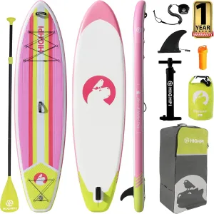 Highpi Inflatable Stand Up Paddle Board Premium SUP Accessories, Backpack, Wide Stance, Surf Control, Non-Slip Deck, Leash, Paddle and Pump, Standing Boat for Youth and Adult