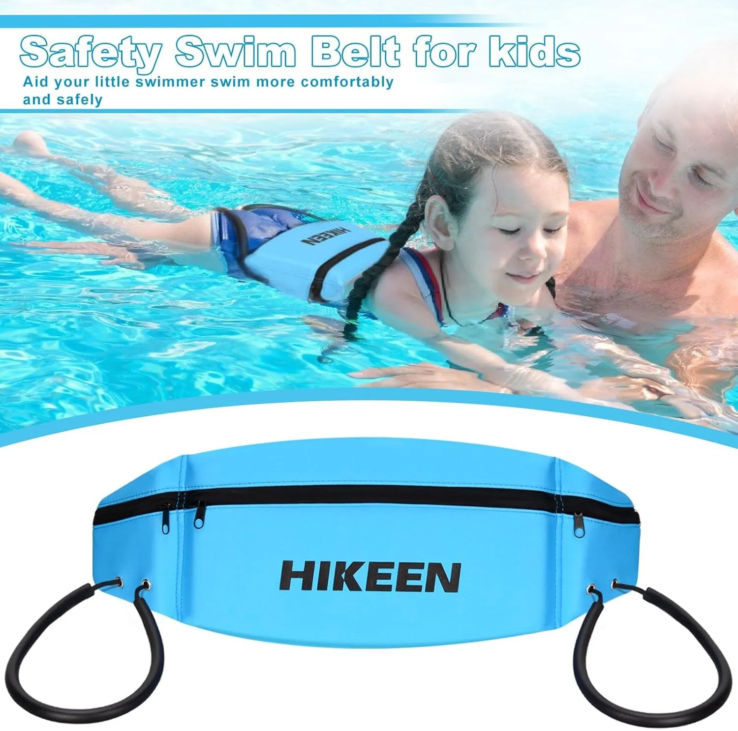 Hikeen Swim Belt for Adults/Kids,Water Aerobics Equipment with Fixing Straps and Zipped Pocket,Adults Pool Exercise Equipment for Pool Exercises and Workouts