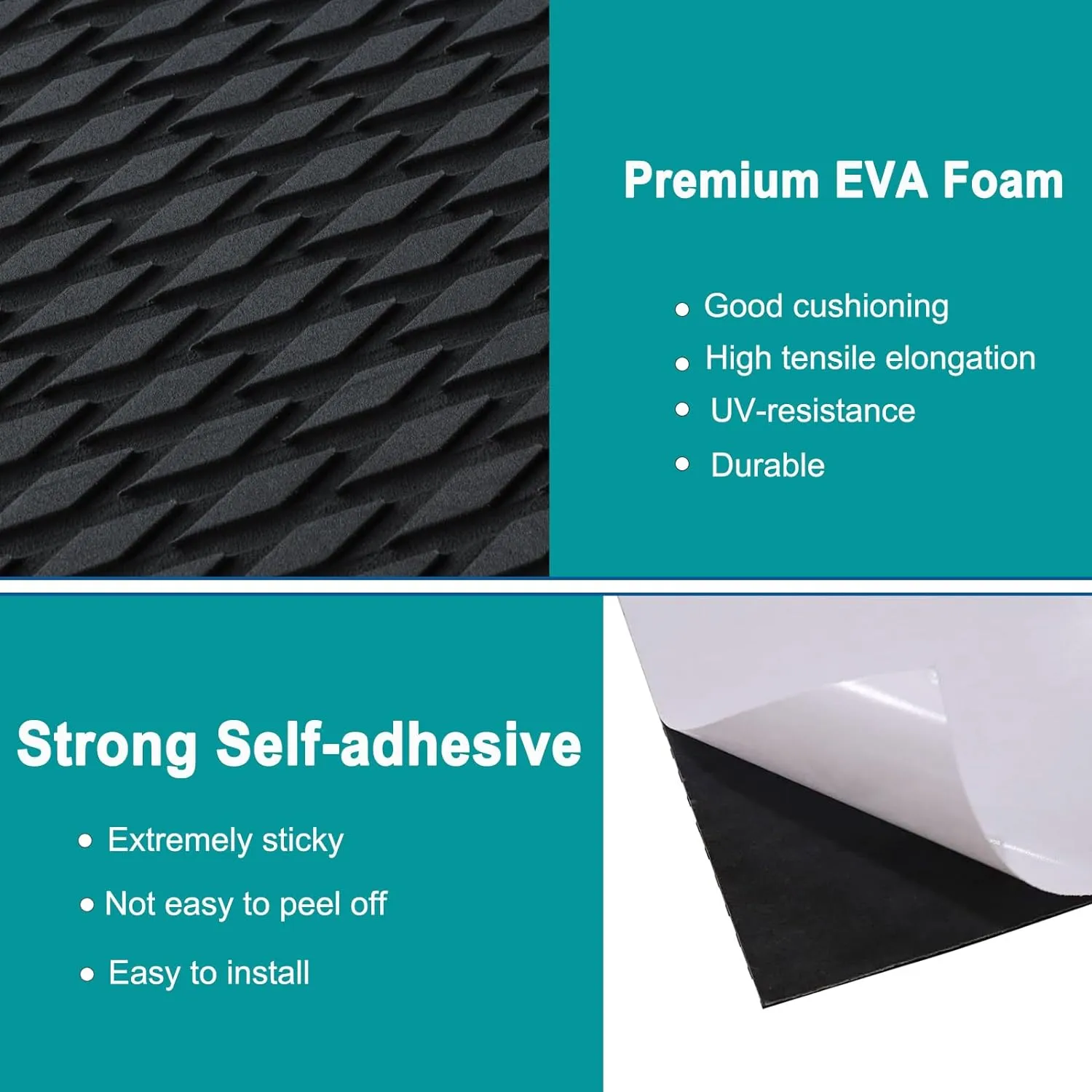 Hjdeck Boat Flooring EVA Foam Boat Decking Marine Carpet Non-Slip Decking Sheet Self-Adhesive Marine Flooring for Fishing Boat Kayak Yacht RV Swimming Pool Golf Cart 94.5"x23.6"/16.1"/11.8"