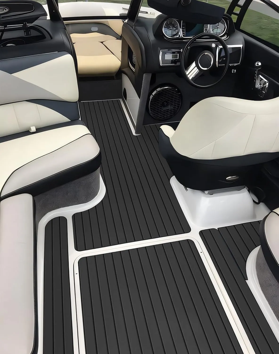 Hjdeck Boat Flooring EVA Foam Boat Decking with 3M Self-Adhesive Backing, Boat Foam Flooring Marine Carpet Faux Teak Sheet for Yacht Fishing Boat Kayak Motorboat RV Floor Helm Pad