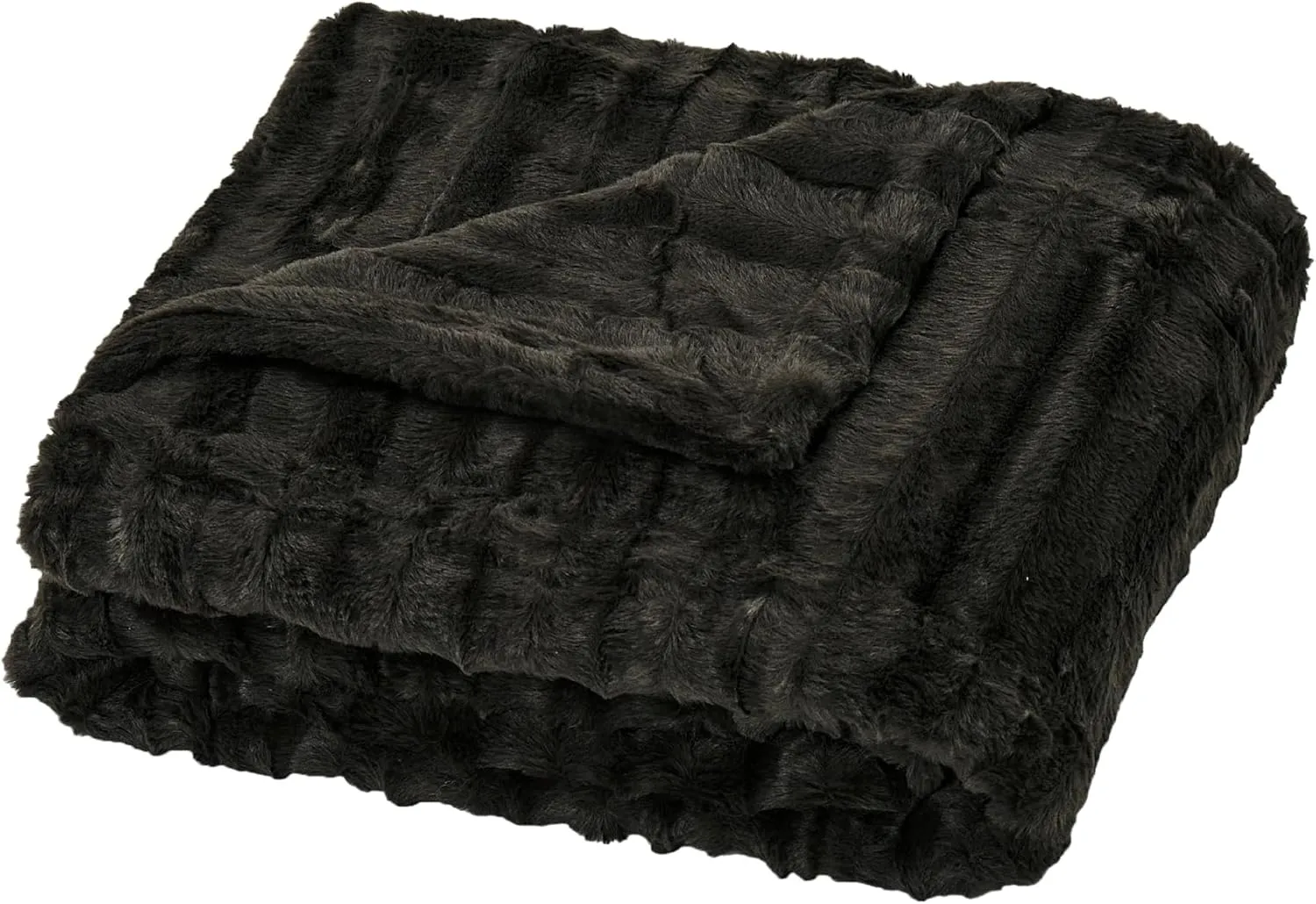 Home Soft Things Derby Double Sided Faux Fur Throw Blanket, Chocolate, 50'' x 60'', Super Soft Comfy Fluffy Plush Bed Couch Cover for All Year Round Accent Home Decoration
