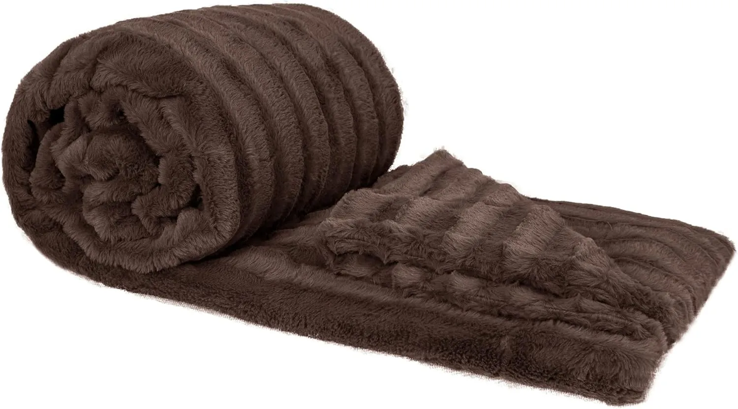 Home Soft Things Derby Double Sided Faux Fur Throw Blanket, Chocolate, 50'' x 60'', Super Soft Comfy Fluffy Plush Bed Couch Cover for All Year Round Accent Home Decoration