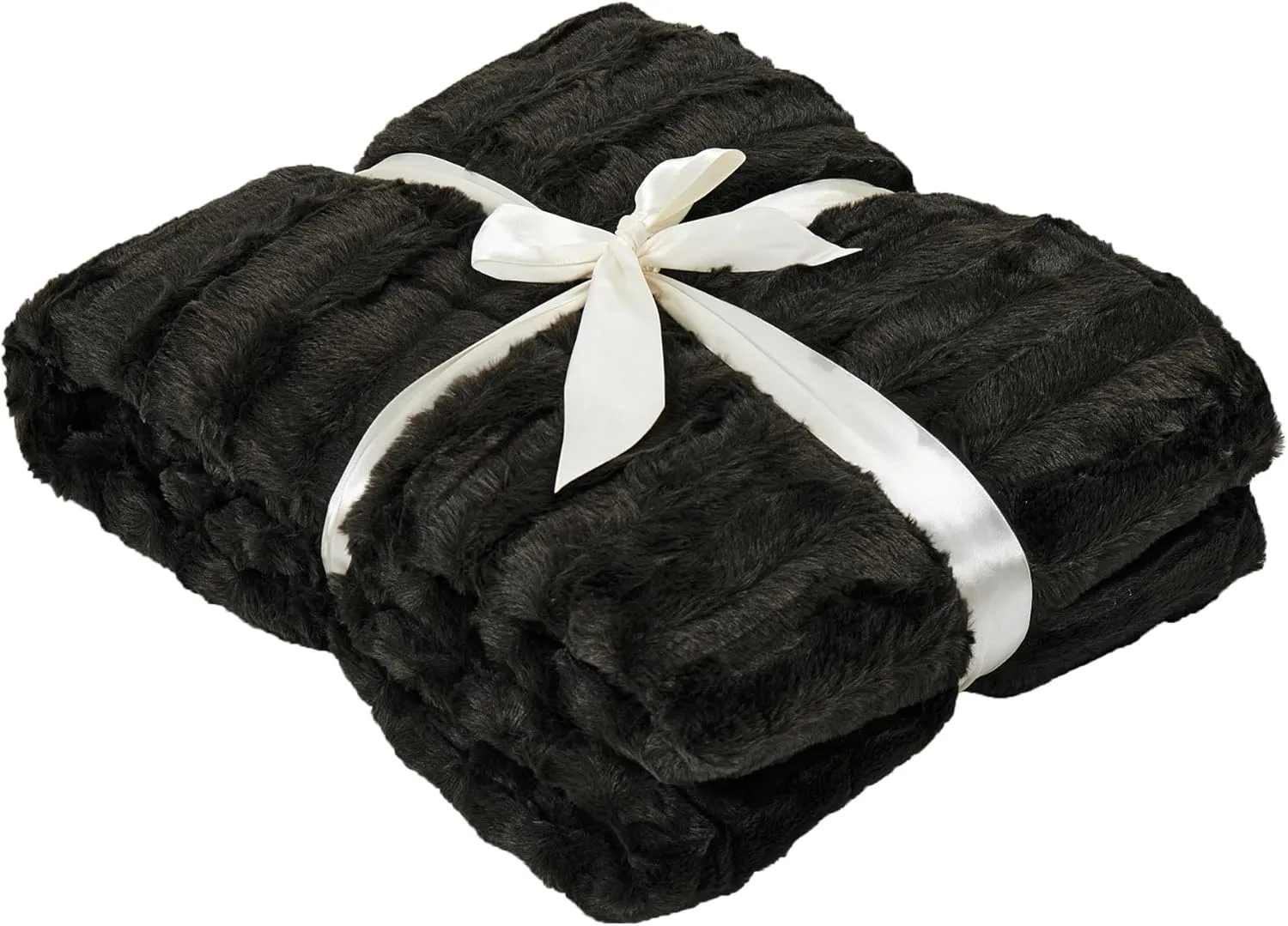 Home Soft Things Derby Double Sided Faux Fur Throw Blanket, Chocolate, 50'' x 60'', Super Soft Comfy Fluffy Plush Bed Couch Cover for All Year Round Accent Home Decoration