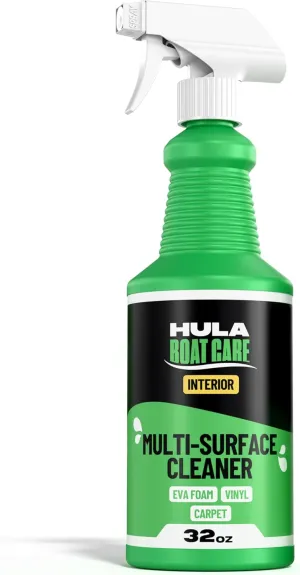 Hula Interior Boat Flooring Multi Surface Cleaner Spray | Interior Boat Cleaner, Degreaser, and Protectant for EVA Foam Boat Decking, Marine Carpet, Vinyl and Upholstery | Made in USA (32oz)