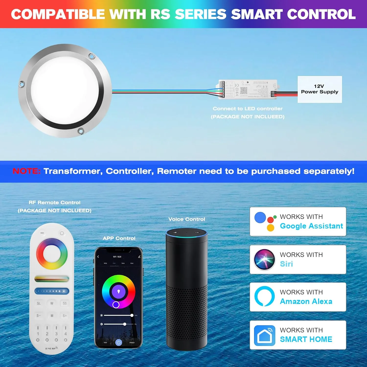 HUSUKU RS6-1 LED Marine Courtesy Light Boat Interior Dome Ceiling Light, Ip65 4In DC12V 10W 1000LM All-Metal Body, Color Change LED Lights for Yacht Transom Fishing Dock Pontoon Deck