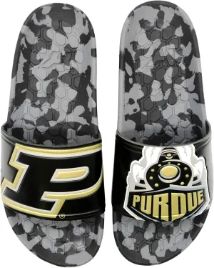 Hype Unisex Purdue University Boilermakers Slydr Slide Sandals - Black/Old Gold