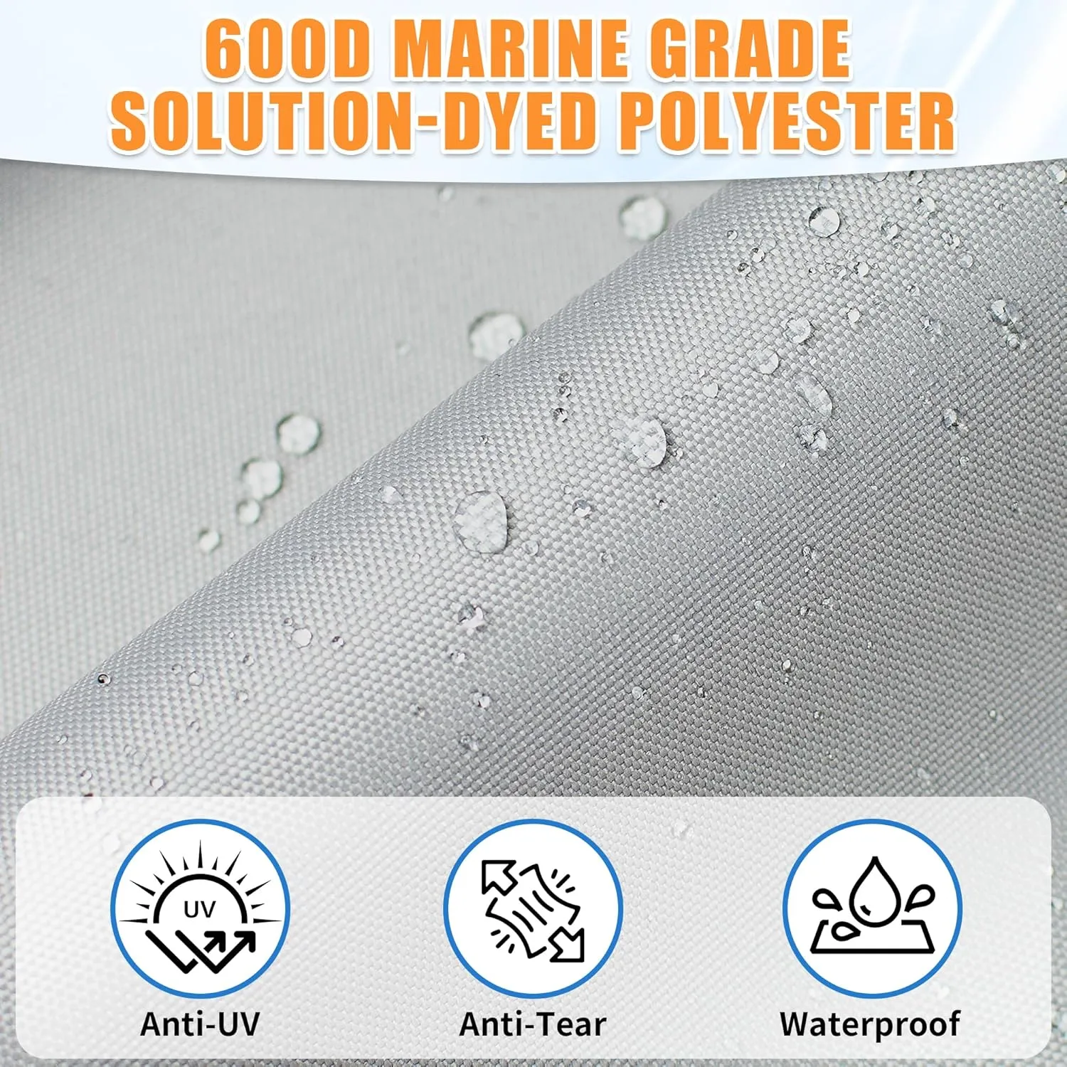 iCOVER T-Top Boat Cover, 600D Heavy Duty Marine Grade Waterproof Tear Resistant, Hard Top/T Top Boat Cover for Center Console Boat with T TOP Roof, Fits 20'-22' Long Beam Width up to 106", Grey