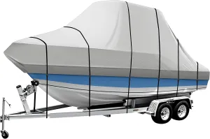 iCOVER T-Top Boat Cover, 600D Heavy Duty Marine Grade Waterproof Tear Resistant, Hard Top/T Top Boat Cover for Center Console Boat with T TOP Roof, Fits 20'-22' Long Beam Width up to 106", Grey