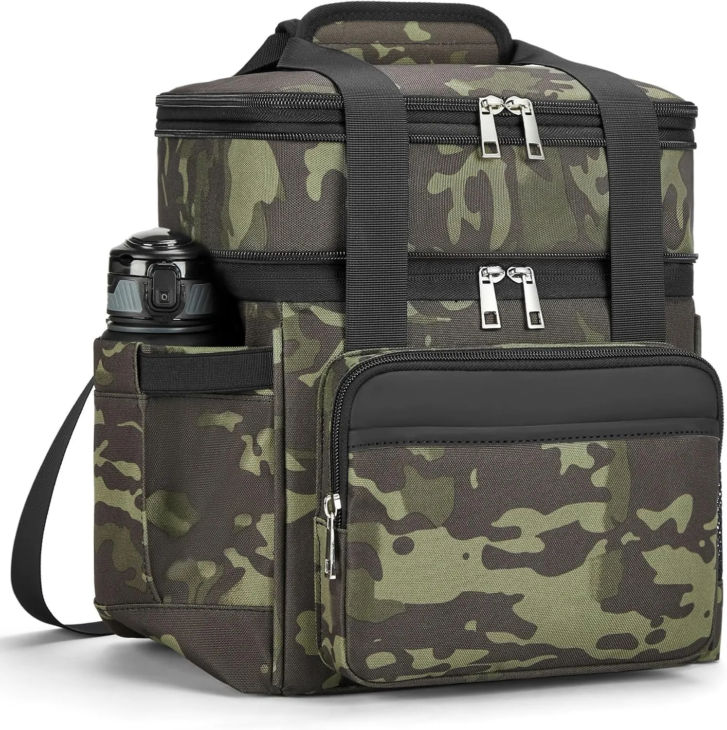 Insulated Lunch Bag & Lunch Box for Men - Double Deck Reusable Lunch Bag for Women Tote Cooler Bag Leakproof Soft Expandable - Extra Large Lunchbox for Work/Adult/Picnic/Outdoor (Camo，22L)