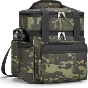 Insulated Lunch Bag & Lunch Box for Men - Double Deck Reusable Lunch Bag for Women Tote Cooler Bag Leakproof Soft Expandable - Extra Large Lunchbox for Work/Adult/Picnic/Outdoor (Camo，22L)