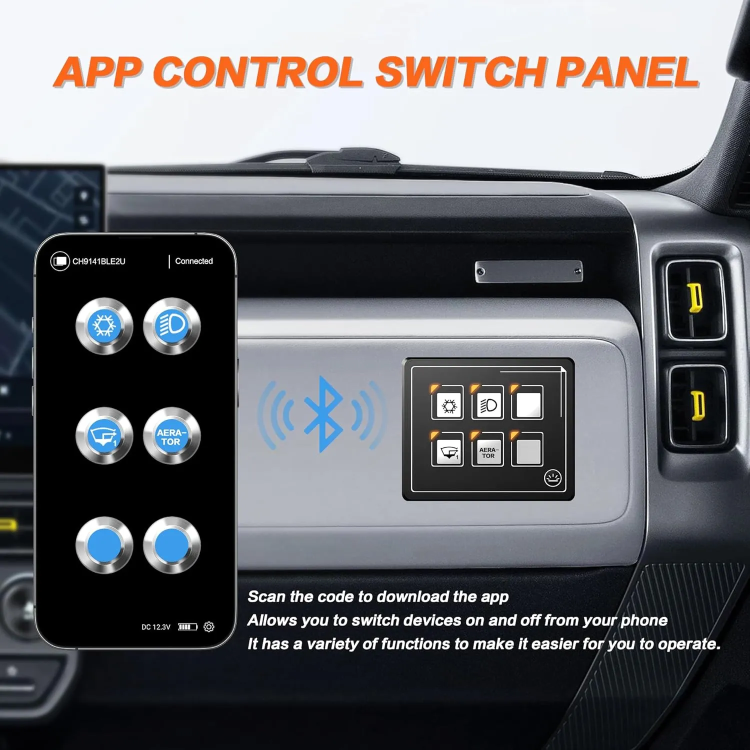 IZTOSS 6P Multifunctional Membrane Switch Panel with Bluetooth Connectivity Built-in PPTC Fuse Waterproof Design Customizable Momentary Button Switch LED Backlight Module for Auto RV Boat Electrical