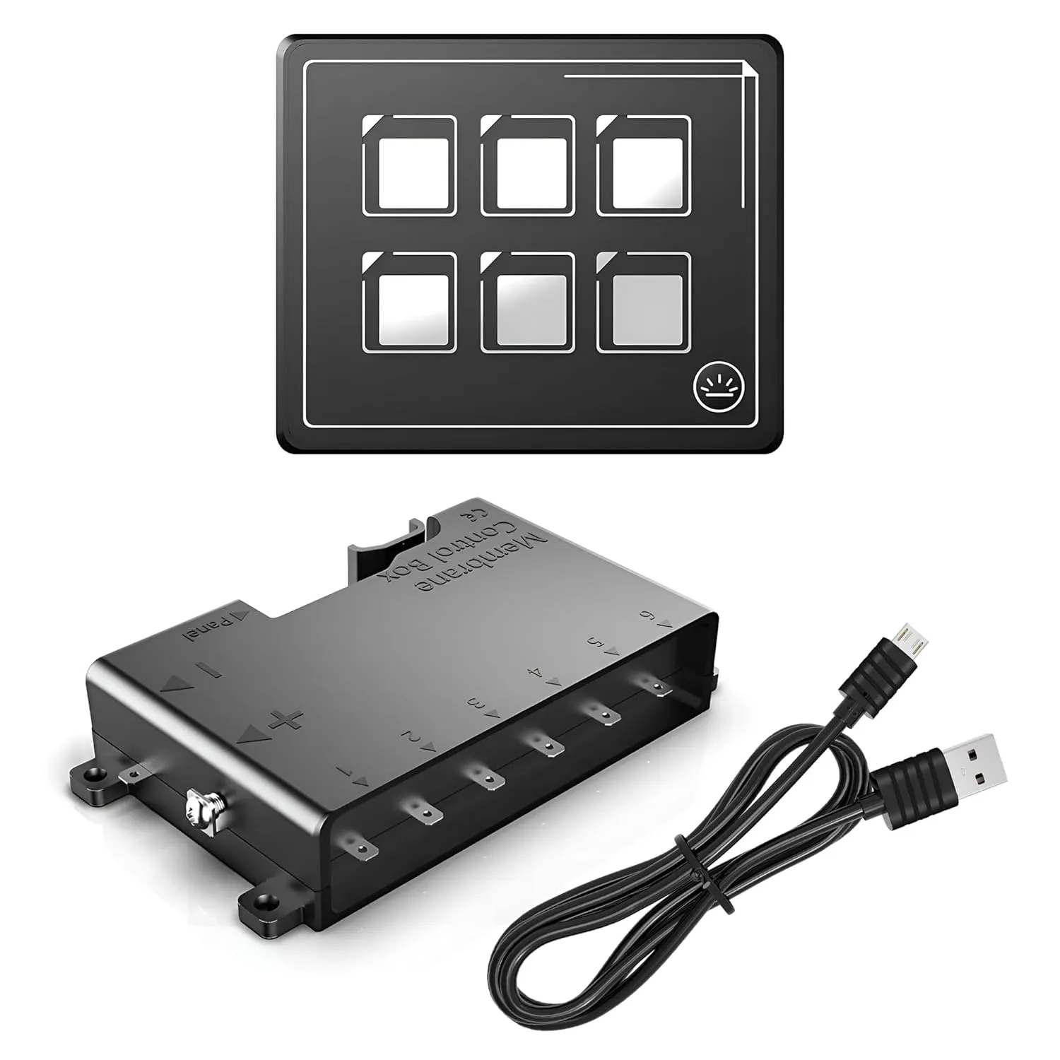 IZTOSS 6P Multifunctional Membrane Switch Panel with Bluetooth Connectivity Built-in PPTC Fuse Waterproof Design Customizable Momentary Button Switch LED Backlight Module for Auto RV Boat Electrical