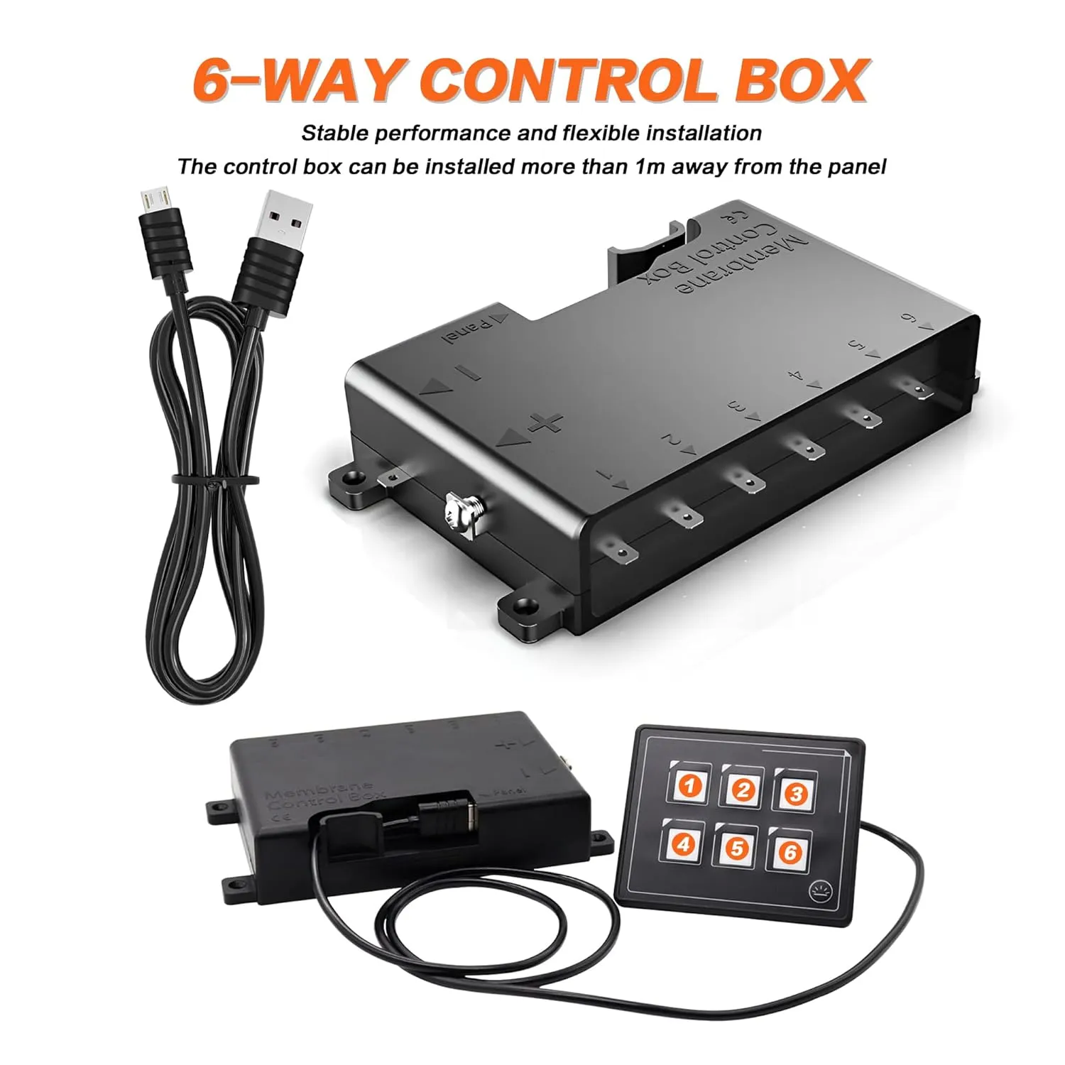 IZTOSS 6P Multifunctional Membrane Switch Panel with Bluetooth Connectivity Built-in PPTC Fuse Waterproof Design Customizable Momentary Button Switch LED Backlight Module for Auto RV Boat Electrical