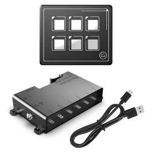 IZTOSS 6P Multifunctional Membrane Switch Panel with Bluetooth Connectivity Built-in PPTC Fuse Waterproof Design Customizable Momentary Button Switch LED Backlight Module for Auto RV Boat Electrical
