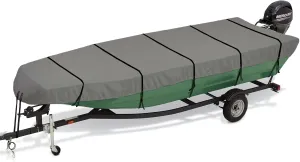 Jon Boat Cover, 600D Marine Grade Solution-Dyed Polyester Fade and Tear Resistant, Heavy Duty Waterproof and UV Protection Trailerable Jon Boat Cover 14ft Long