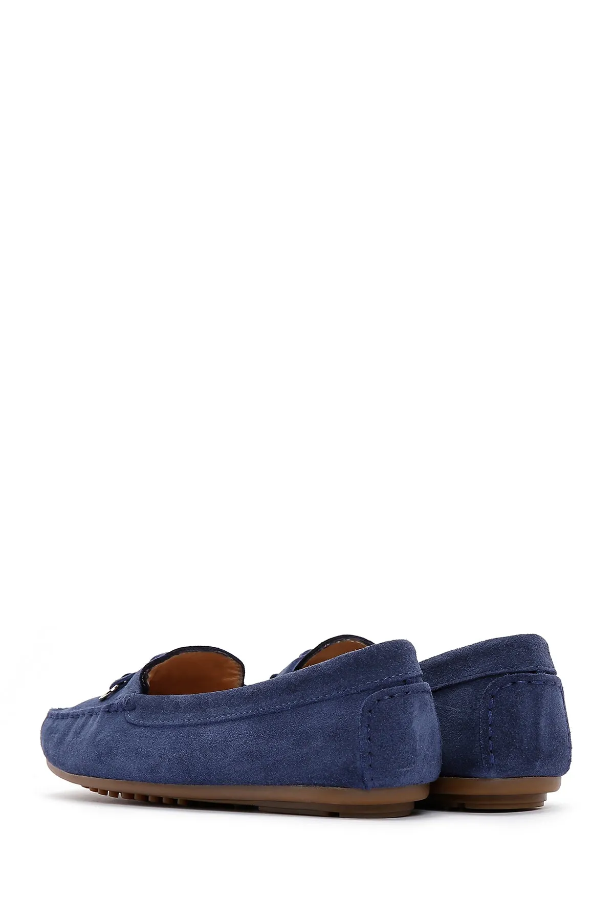 Kadın Lacivert Süet Deri Loafer
