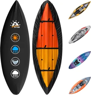 Kayak Cover 12 FT - 600D Canoe Cover for Outdoor Storage, Heavy Duty & Waterproof, Fade-Resistant Kayak Accessory for Canoe, Paddle Board, SUP, Boat, and Kayaks