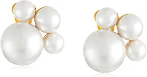 Kenneth Jay Lane Polished Gold Pearl Cluster Clip-On Earrings