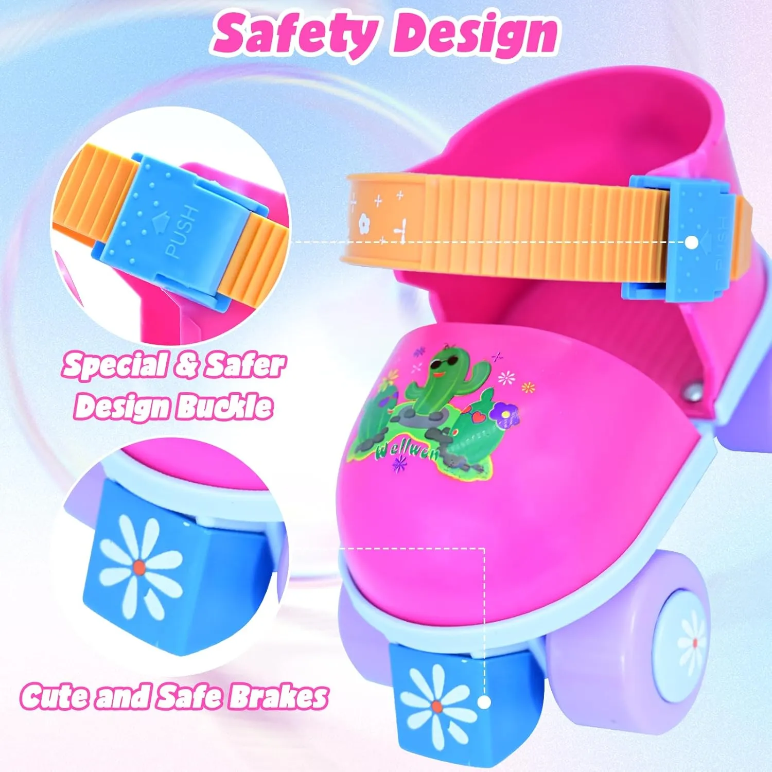 Kids Roller Skate for Girls Boys Age 2-5 Years Old, Adjustable Toddler Rollerskates, Children Beginner Roller Skates Quad-Style, First Skate