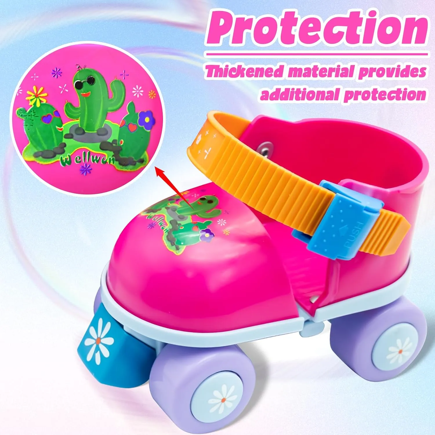 Kids Roller Skate for Girls Boys Age 2-5 Years Old, Adjustable Toddler Rollerskates, Children Beginner Roller Skates Quad-Style, First Skate