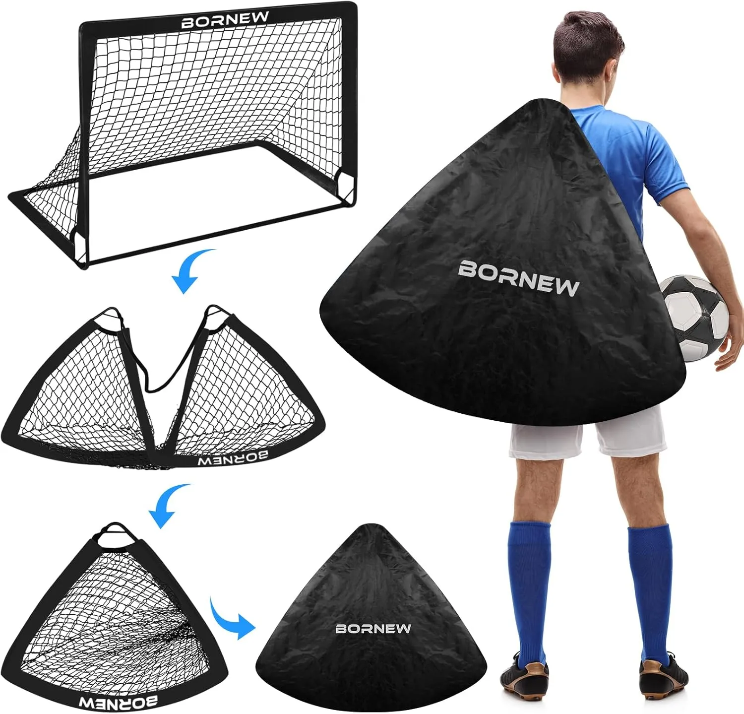 Kids Soccer Goal for Backyard Set - 2 Set of 6X4 / 4X3 ft Toddler Soccer Nets Training Equipment, Soccer Ball, Pop Up Portable Soccer Set for Kids and Youth Games and Training Goals Ages 3-16 Gift