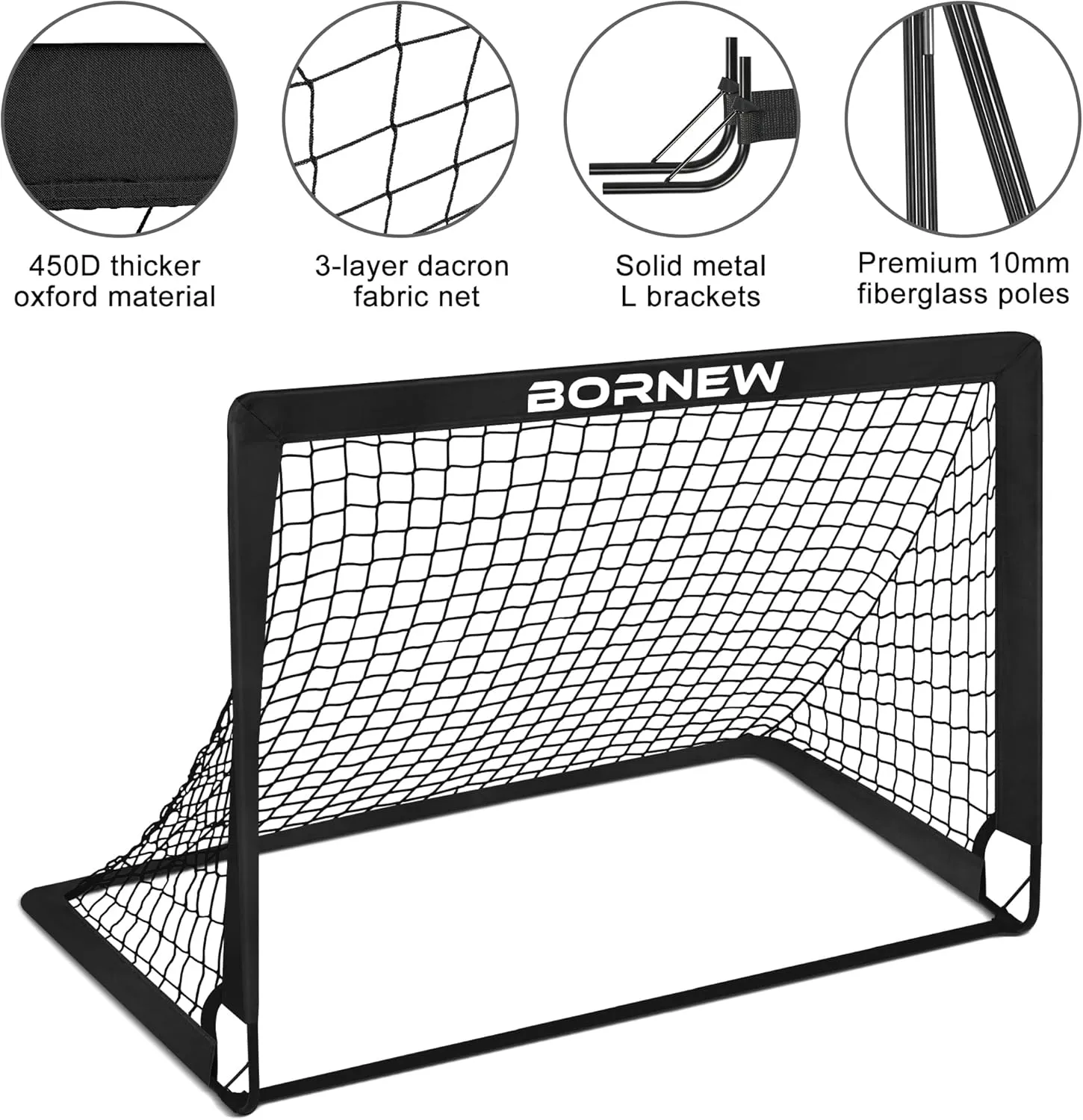 Kids Soccer Goal for Backyard Set - 2 Set of 6X4 / 4X3 ft Toddler Soccer Nets Training Equipment, Soccer Ball, Pop Up Portable Soccer Set for Kids and Youth Games and Training Goals Ages 3-16 Gift