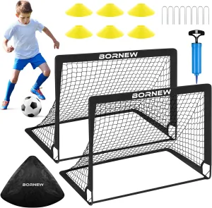Kids Soccer Goal for Backyard Set - 2 Set of 6X4 / 4X3 ft Toddler Soccer Nets Training Equipment, Soccer Ball, Pop Up Portable Soccer Set for Kids and Youth Games and Training Goals Ages 3-16 Gift