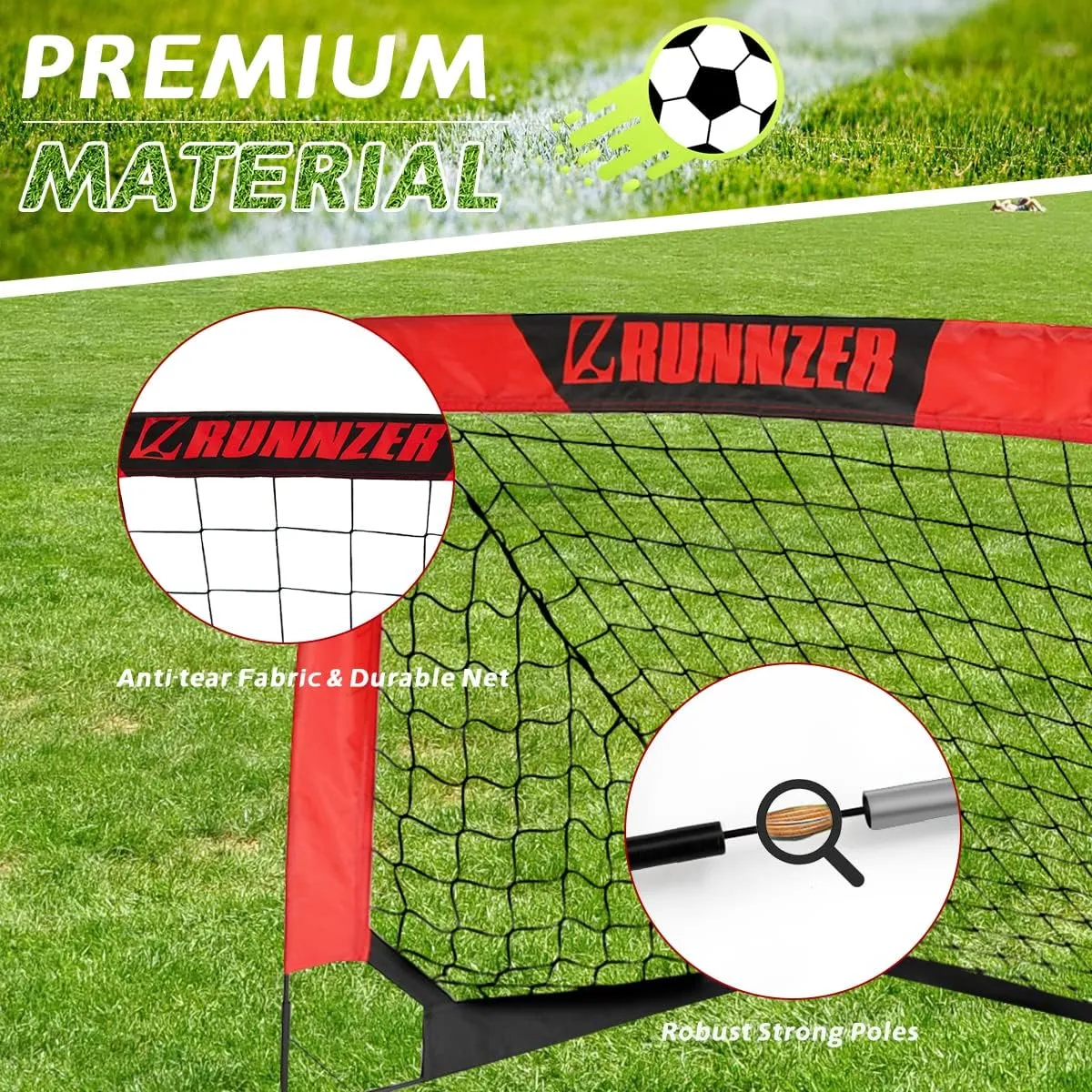 Kids Soccer Goal, Pop Up Soccer Goal Net for Backyard, Set of 2 with Portable Carrying Case