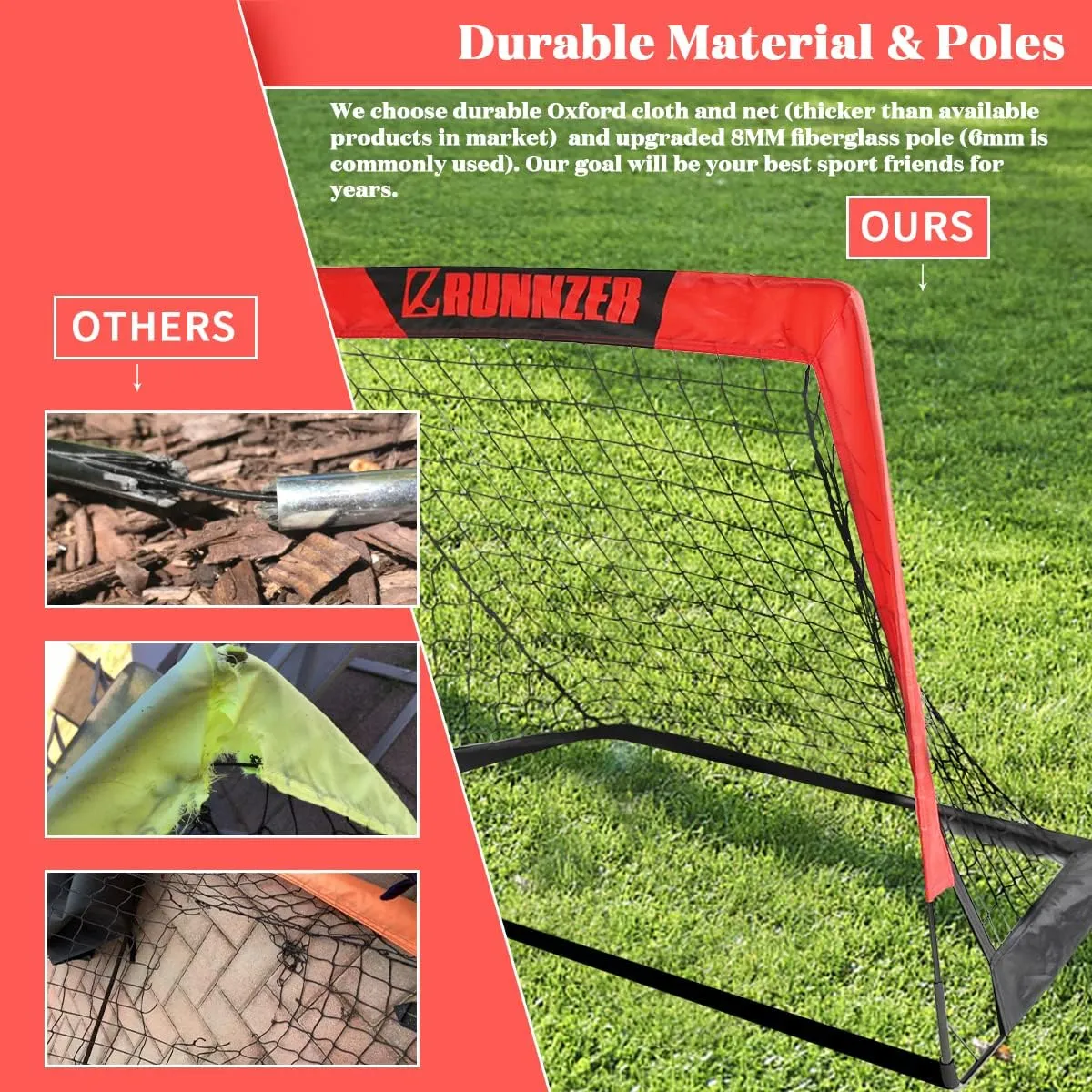 Kids Soccer Goal, Pop Up Soccer Goal Net for Backyard, Set of 2 with Portable Carrying Case