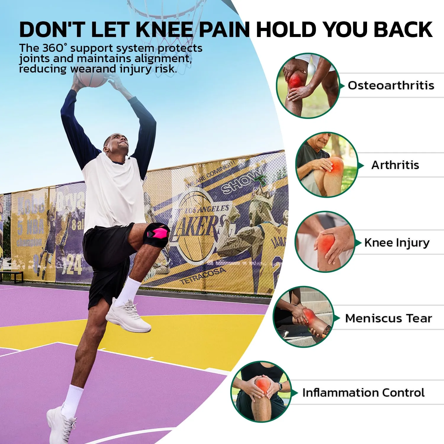Knee Brace for Men & Women, Adjustable Compression with Memory Stabilizers for ACL, MCL, Meniscus Tear, Arthritis Pain Relief - Breathable for Sports, Running, Injury Recovery XL