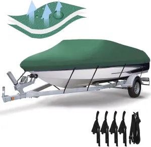 Konelia Boat Covers 11-22FT Marine Grade Waterproof Heavy Duty UV Resistant Fits V-Hull Tri-Hull Fishing Boat Runabout Bass Boat