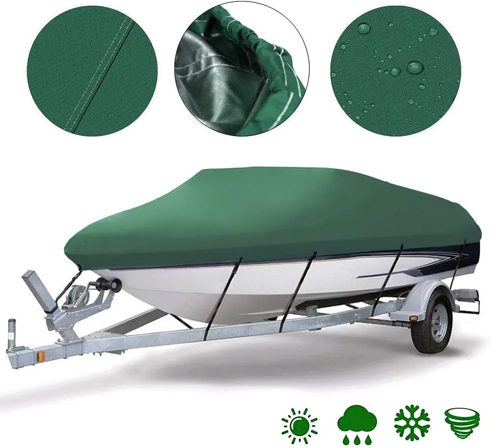 Konelia Boat Covers 11-22FT Marine Grade Waterproof Heavy Duty UV Resistant Fits V-Hull Tri-Hull Fishing Boat Runabout Bass Boat