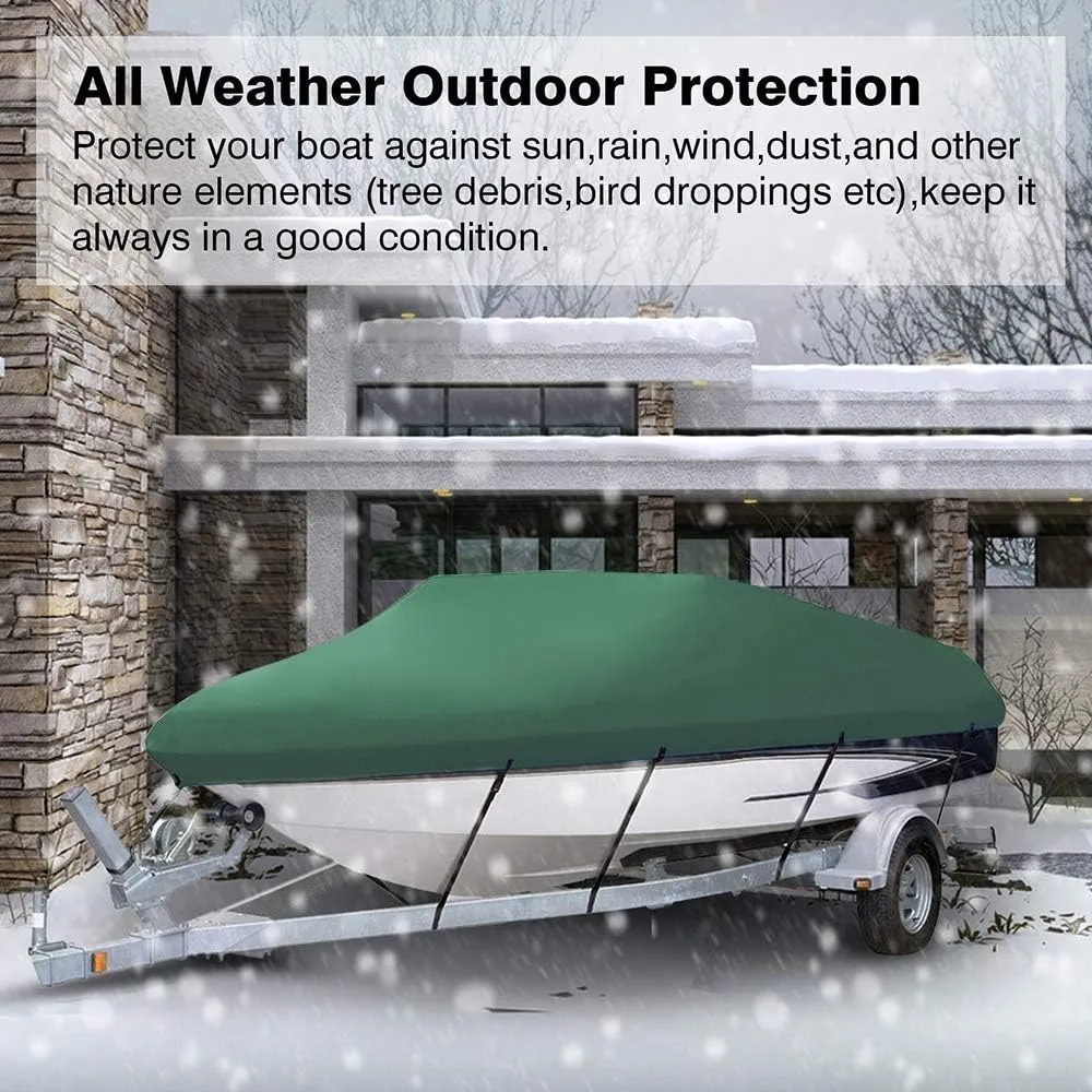 Konelia Boat Covers 11-22FT Marine Grade Waterproof Heavy Duty UV Resistant Fits V-Hull Tri-Hull Fishing Boat Runabout Bass Boat