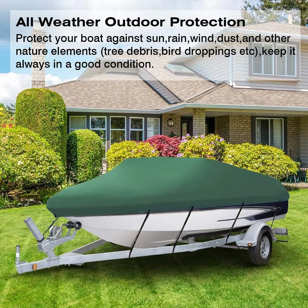 Konelia Boat Covers 11-22FT Marine Grade Waterproof Heavy Duty UV Resistant Fits V-Hull Tri-Hull Fishing Boat Runabout Bass Boat