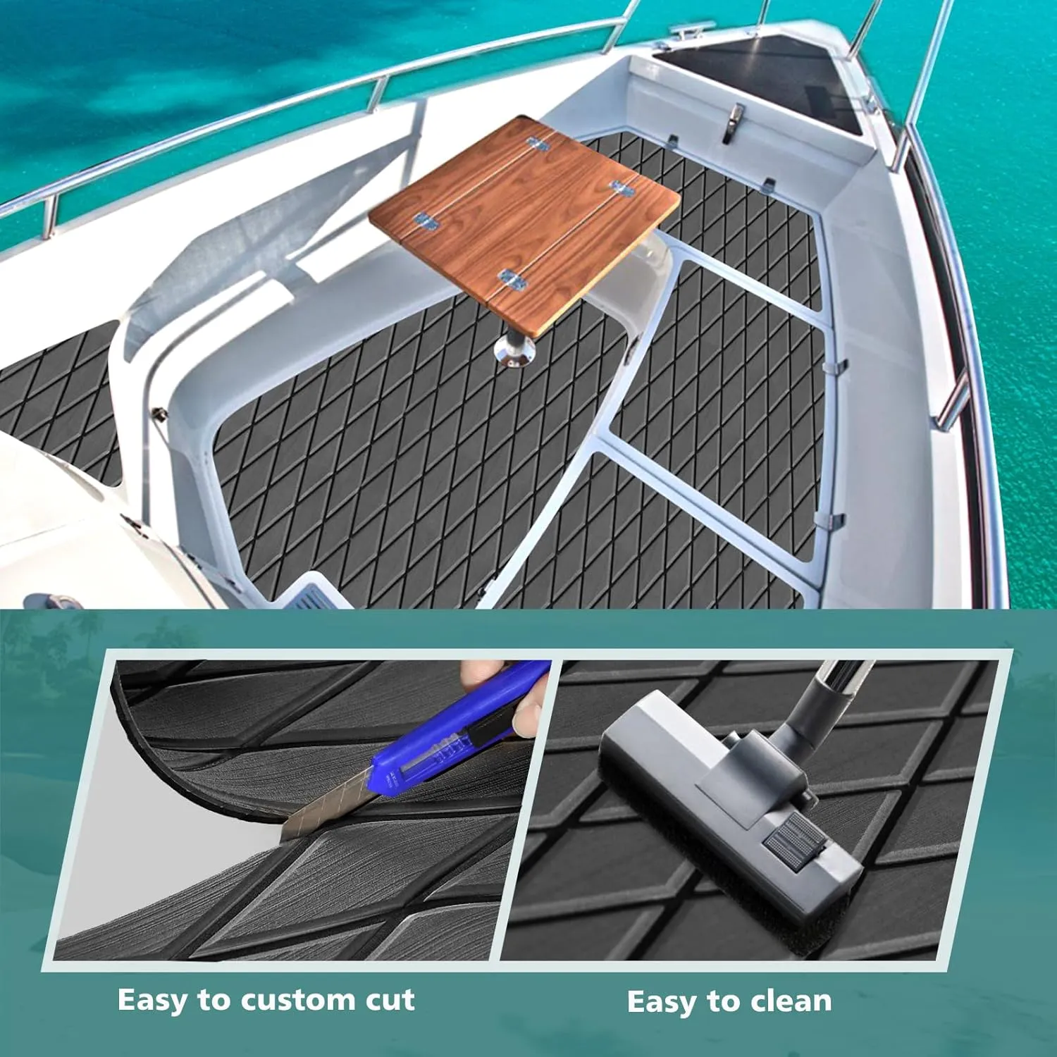 KXKZREN EVA Foam Boat Flooring Decking Sheet 6mm Thick Diamond Anti-Slip Marine Flooring Mat Self Adhesive Deck Pad for Bass Boat Yacht Motorboat RV Cooler Tops, 74.8"x27.6" / 93.8"x43.9"