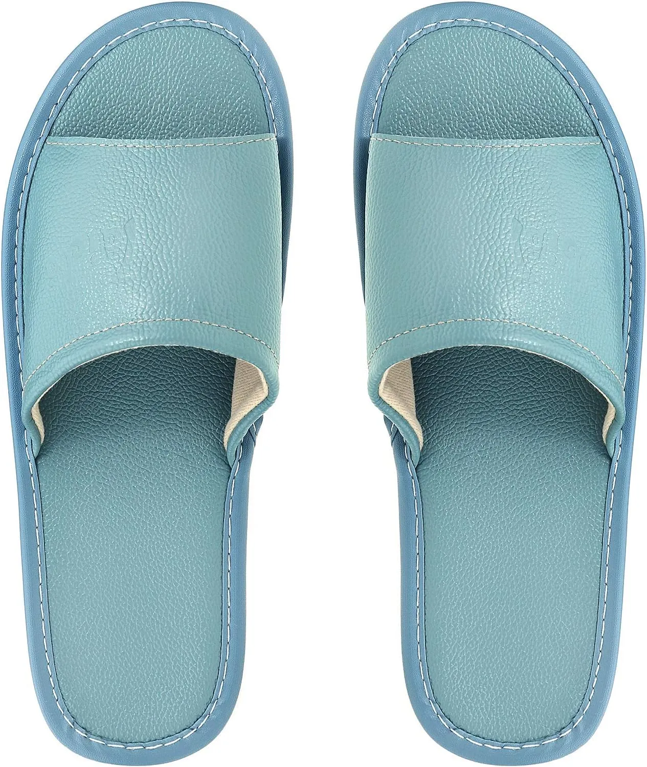 Leather Slippers, Open Toes Indoor Slippers Leather Flat Slide Sandals Casual House Shoes Bedroom Slippers Office Slippers Gift for Womens Mens
