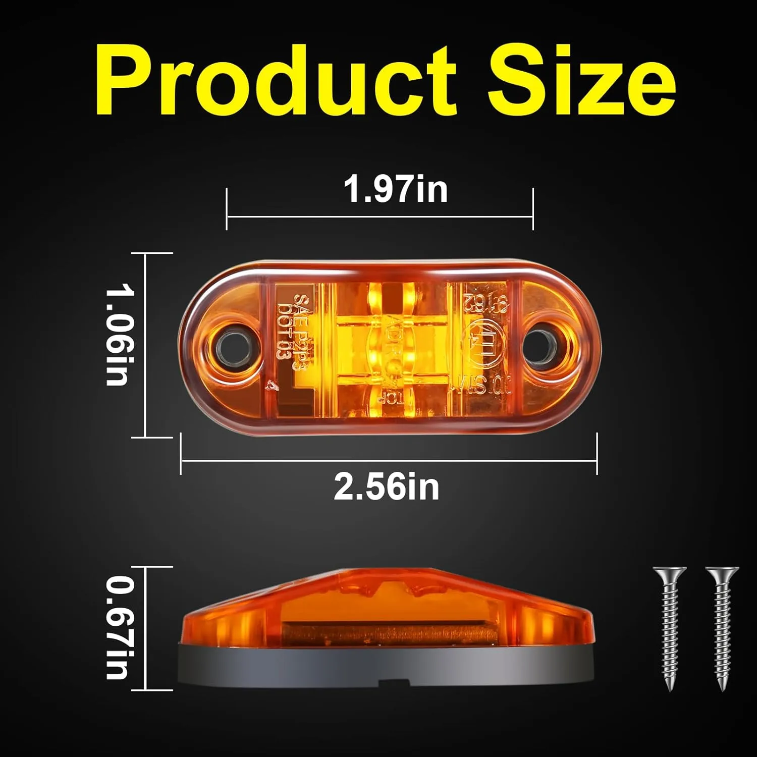LED Trailer Lights Kit Front Rear Side Marker Clearance Indicators Light Lamp, 10Pack Amber   10Pack Red DC12-24V 2.5" Waterproof Universal for RV Camper Truck Van Caravan Boat
