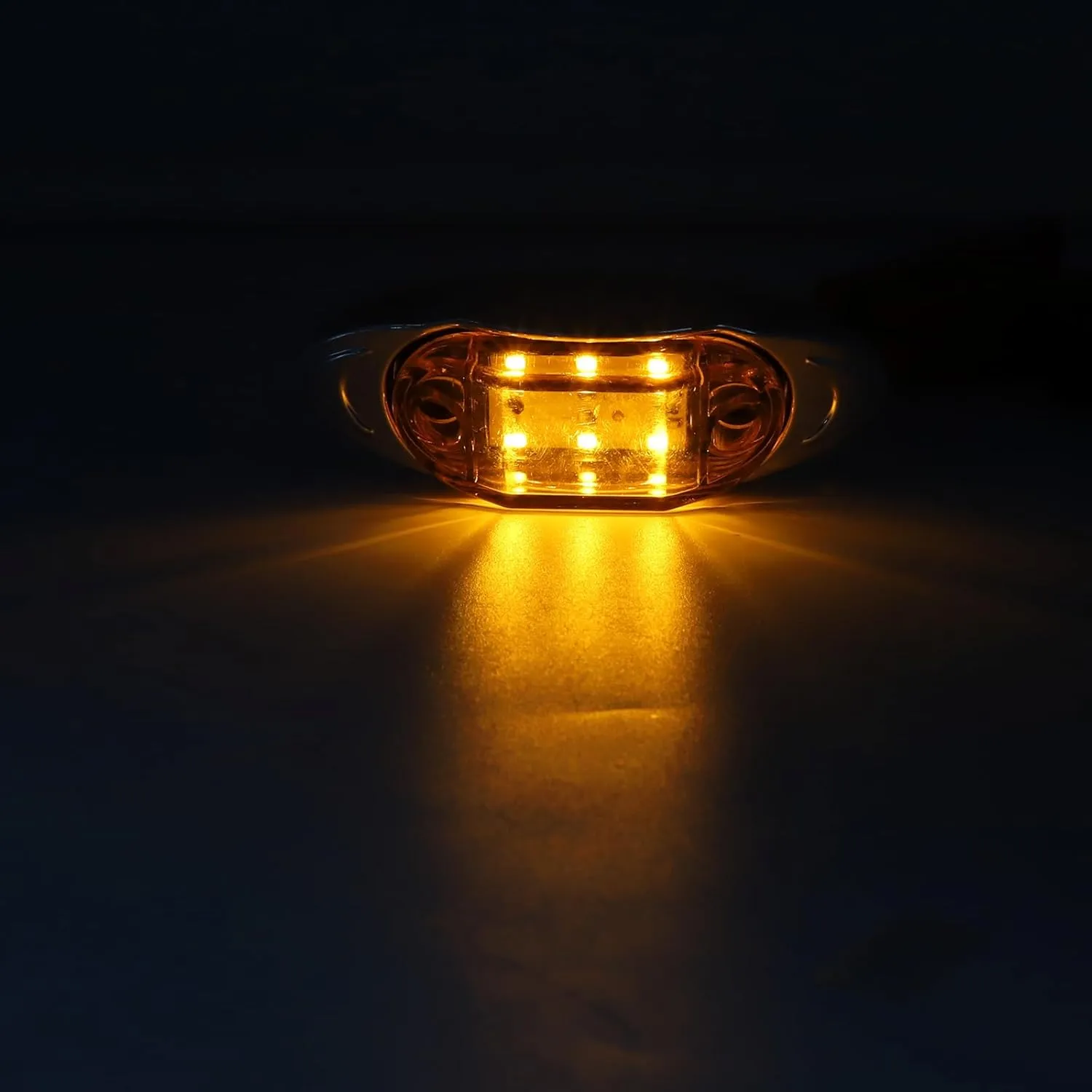 LED Trailer Marker Light Truck Side Marker Light 6LED Clearance Marker Lamp for Heavy Duty Truck Trailer RV Cab Boat Bus Lorry, Chrome Bezel, Oval 12V 24V, Yellow 6 Pcs