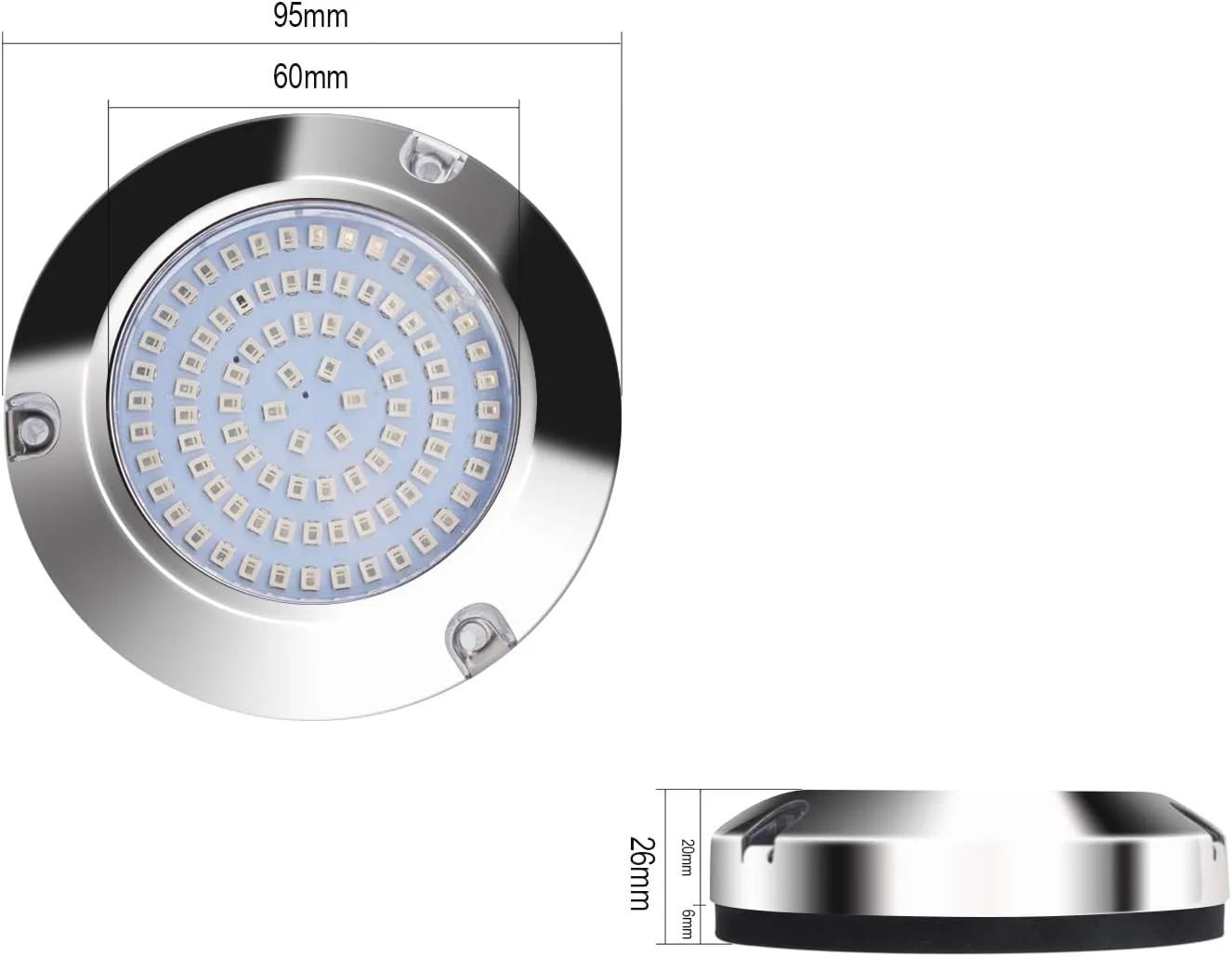 LED Underwater Light for Boats 316 Stainless Steel Boat Transom Mount Light, Waterproof LED Lights/Marine Lights 10-30V，for Stern Interior Navigation Deck Courtesy Night Fishing (White)
