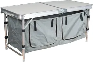 Lightweight Height Adjustable Foldable Camping Table with Large 2 Compartment Storage Bag for BBQ Party Camping Home Kitchen