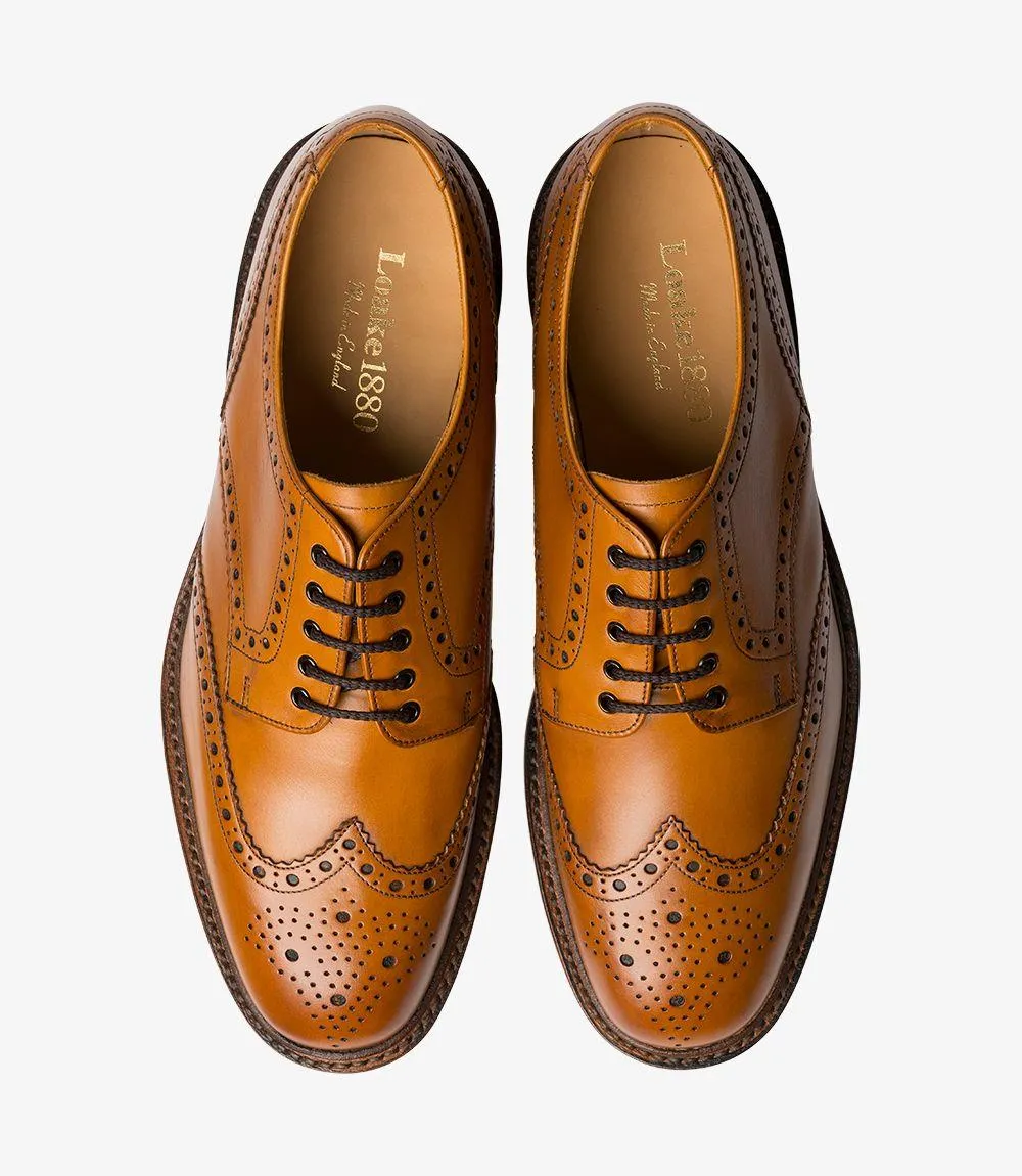 LOAKE CHESTER TAN DERBY BROGUE RUBBER SOLE F-MEDIUM
