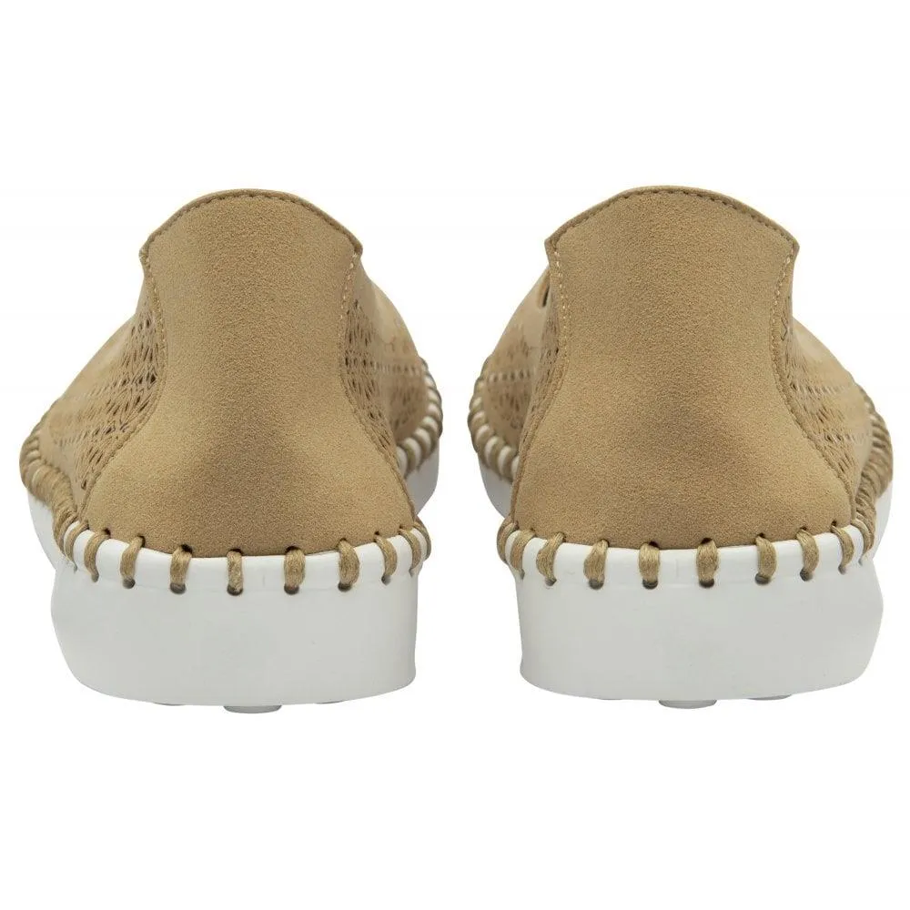 Lotus Womens Ewelina Slip On Shoes Floral Ladies Pumps ULS468 Natural