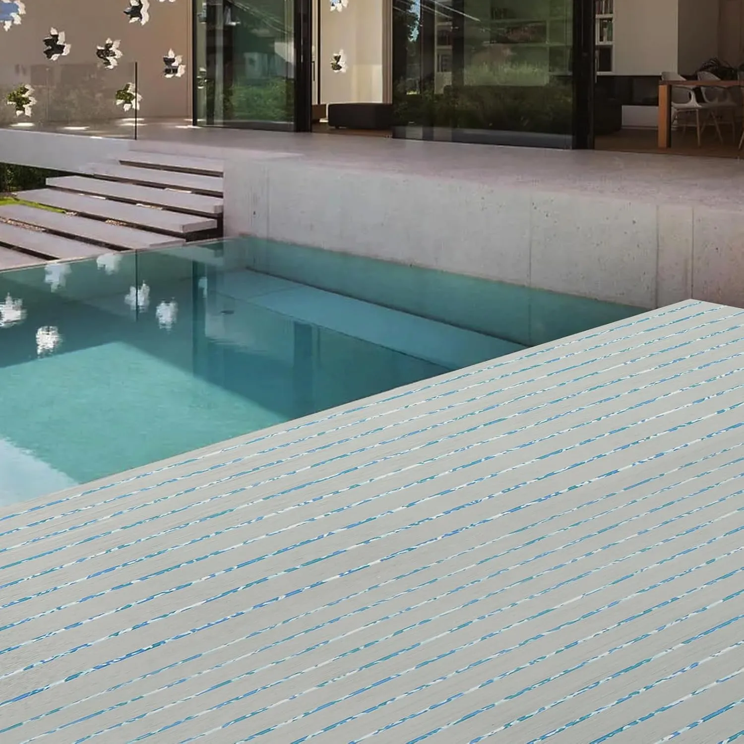 LOYALHEARTDY Eva Synthetic Teak Decking Sheet Foam Mat Non-Slip Boat Flooring Decking Pad EVA Faux Wood Teak Decking Thickness Boat Marine Mat Self-Adhesive for Yacht RV Boat