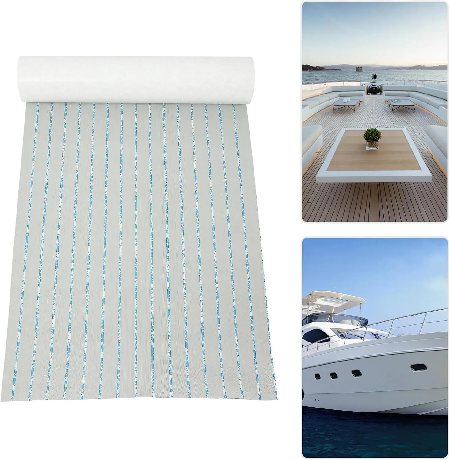 LOYALHEARTDY Eva Synthetic Teak Decking Sheet Foam Mat Non-Slip Boat Flooring Decking Pad EVA Faux Wood Teak Decking Thickness Boat Marine Mat Self-Adhesive for Yacht RV Boat