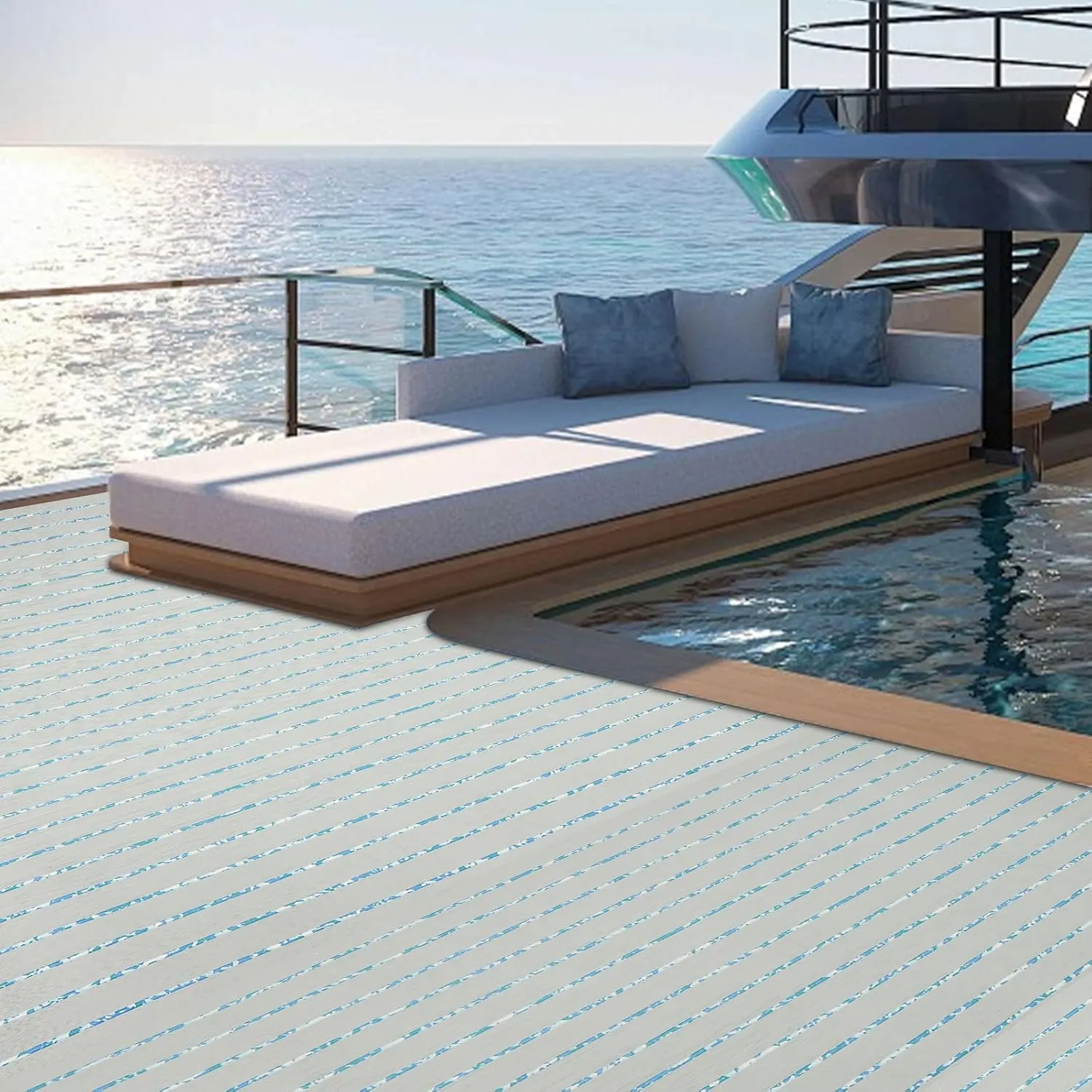 LOYALHEARTDY Eva Synthetic Teak Decking Sheet Foam Mat Non-Slip Boat Flooring Decking Pad EVA Faux Wood Teak Decking Thickness Boat Marine Mat Self-Adhesive for Yacht RV Boat