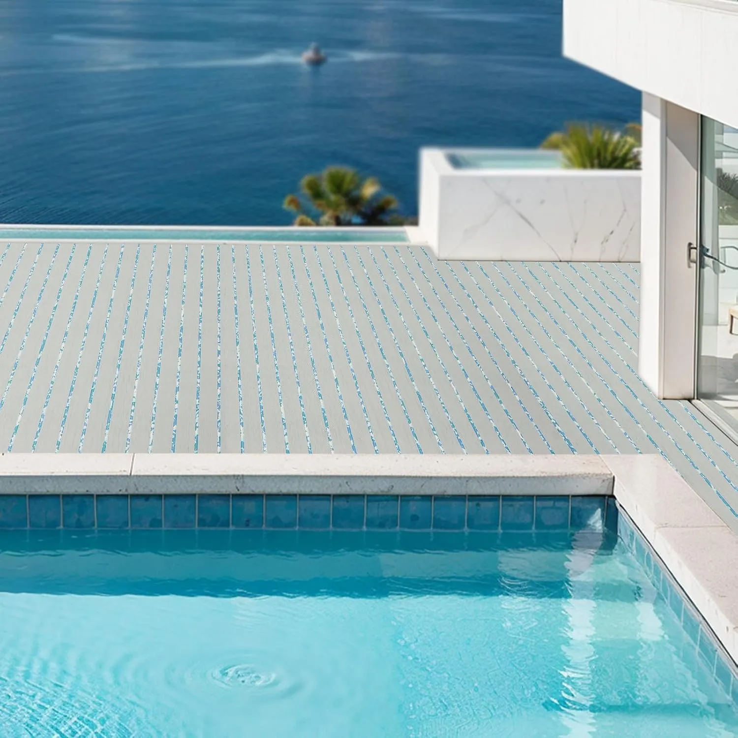 LOYALHEARTDY Eva Synthetic Teak Decking Sheet Foam Mat Non-Slip Boat Flooring Decking Pad EVA Faux Wood Teak Decking Thickness Boat Marine Mat Self-Adhesive for Yacht RV Boat