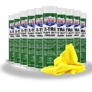 Lucas 10330 X-TRA Heavy Duty Grease – 14 oz Tube | Waterproof, Extreme Pressure, High Temp Polyurea Grease for Automotive, Industrial, Marine, Agricultural & Off-Road Applications | Case of 10
