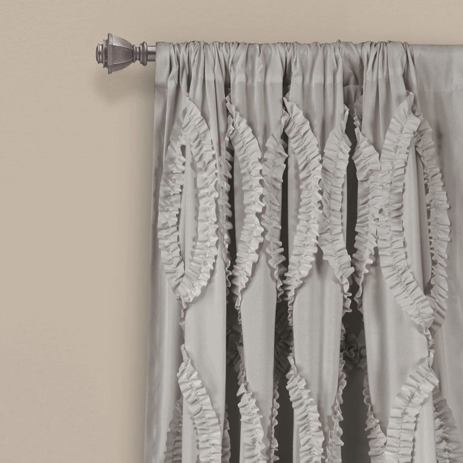 Lush Decor Avon Window Curtain Sydney Throw Blanket, 54"W x 84"L, Light Gray
